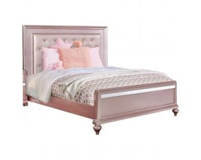 Avior Twin Upholstered Bed in Rose Gold