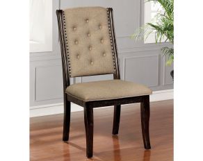 Patience Set of 2 Side Chairs in Dark Walnut Beige