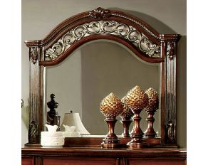 Furniture of America Arthur Mirror in Brown Cherry