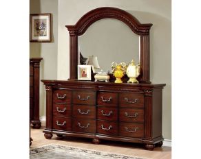 Furniture of America Grandom Mirror in Cherry