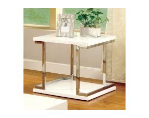 Furniture of America Meda End Table in White