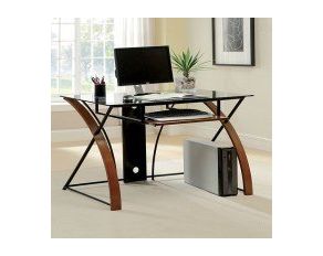 Furniture of America Baden Computer Desk in Oak and Black