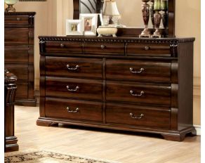 Furniture of America Burleigh Dresser in Cherry Finish