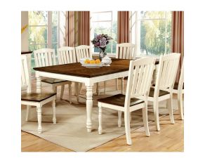 Furniture of America Harrisburg Dining Table with 18" Butterfly Leaf in Vintage White and Dark Oak Finish