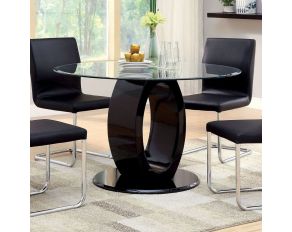 Furniture of America Lodia I Round Table with Glass Top in Black