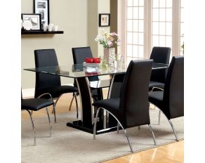 Furniture of America Glenview Glass Top Dining Table in Black