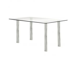 Furniture of America Oahu Glass Top Dining Table