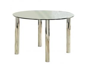 Furniture of America Kona I Glass Top Round Dining Table in Chrome