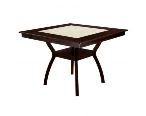 Furniture of America Brent II Counter Height Table with Marble Top Insert in Dark Cherry Finish