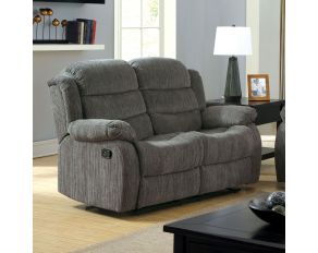 Furniture of America Millville Motion Love Seat with Gray Chenille