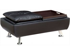 Furniture of America Hauser II Ottoman, Black Finish