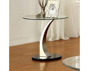 Furniture of America Valo End Table in Satin Plated Finish