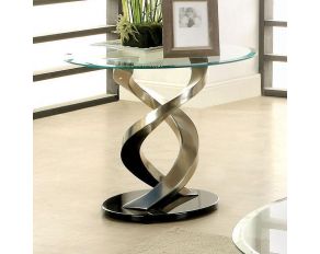 Furniture of America Nova End Table in Satin Plated Finish