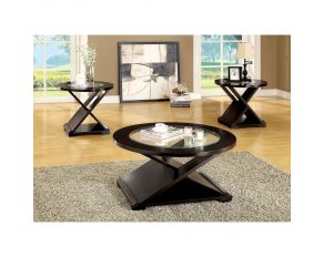 Furniture of America Orbe 3 Pc. Table Set (Coffee + 2 End) in Espresso Finish