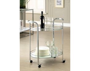 Furniture of America Loule Serving Cart in Stainless