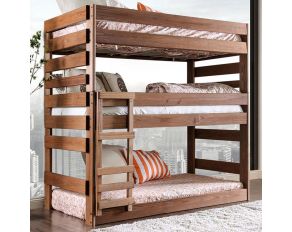 Pollyanna Twin Triple Decker Bunk Bed in Mahogany