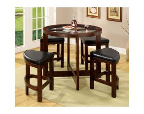 Crystal Cove I 5 Piece Round Counter Height Table Set in Dark Walnut