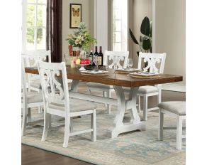 Auletta Dining Table in Distressed White Distressed Dark Oak