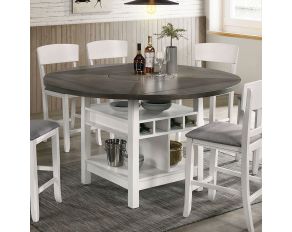 Stacie Round Counter Height Table in White Gray