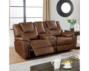 Ffion Power Reclining Loveseat in Brown