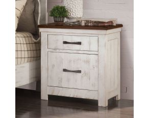 Alyson Nightstand in Distressed White/Walnut