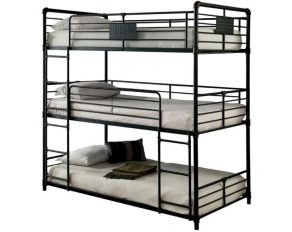 Olga I Triple Twin Bunk Bed in Antique Black