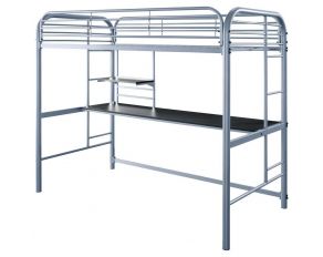 Opal III Twin Loft Bed in Silver