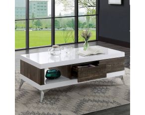 Corinne Cocktail Table in White Distressed Dark Oak