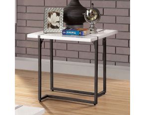 Izar End Table in White Gun Metal