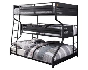 Lodida Full over Twin over Queen Bunk Bed in Black