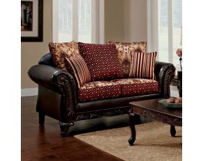 Ellis Loveseat in Burgundy Brown Dark Cherry