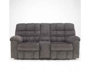 Ashley Furniture Acieona Double Reclining Loveseat with Console in Slate