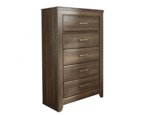 Ashley Furniture Juararo Five Drawer Chest in Dark Brown