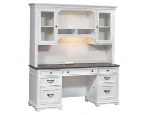 Allyson Park Credenza with Hutch in Wirebrushed White Finish