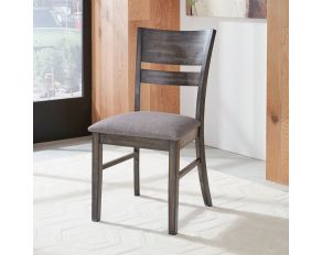 Anglewood Slat Back Upholstered Side Chair in Dark Umber Brown Finish