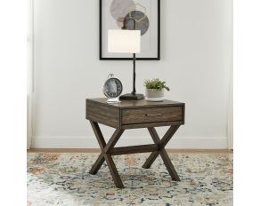 Lennox Drawer End Table in Weathered Chestnut Finish