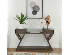 Lennox Drawer Sofa Table in Weathered Chestnut Finish