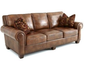 Silverado Sofa with Two Accent Pillows in Metamorphosis Camel