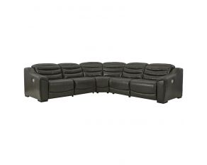 Center Line 5-Piece Power Reclining Sectional in Dark Gray