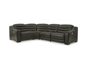 Center Line 4-Piece Power Reclining Sectional in Dark Gray