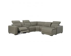 Correze 6-Piece Power Reclining Sectional with Right Arm Facing Press Back Power Chaise in Gray