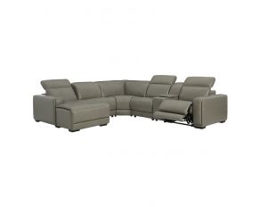 Correze 6-Piece Power Reclining Sectional with Left Arm Facing Press Back Power Chaise in Gray