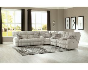 Ashland Power Lay Flat Reclining Sectional in Buff