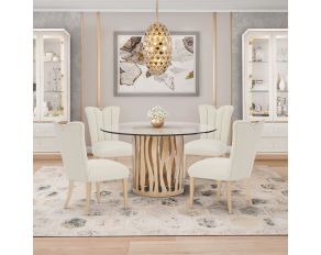 La Rachelle Round Dining Set in Medium Champagne