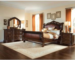 Valencia Upholstered Sleigh Bedroom Collections in Dark Oak