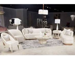 La Rachelle Living Room Set in Medium Champagne