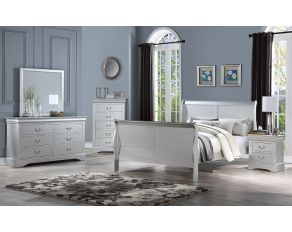 Louis Philippe III Sleigh Bedroom Collections in Platinum