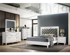 Chelsie Panel Bedroom Collections in Gray and White Finish