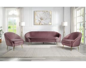 Abey Living Room Set in Pink