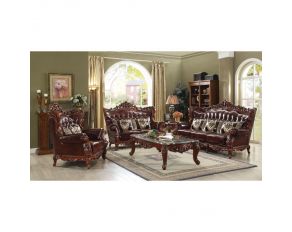 Eustoma Living Room Set in Cherry and Walnut Finish